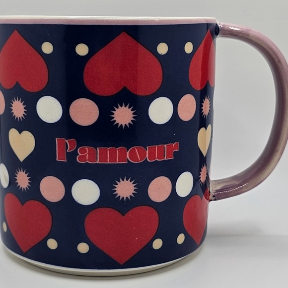 Anthropologie Other - L'amour Heart Pattern Mug - Red and Navy